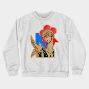 20s romantic girl with bird Crewneck Sweatshirt